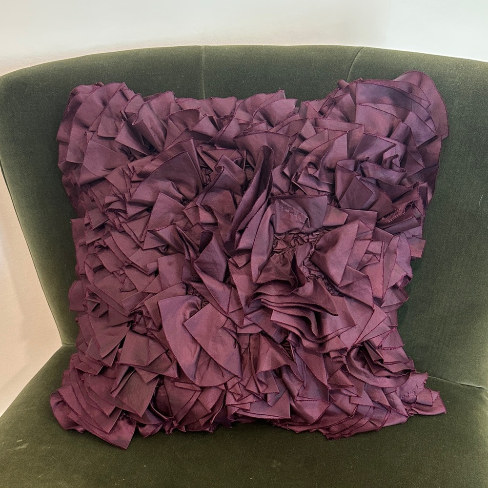 Plum Ruffled Throw Pillow